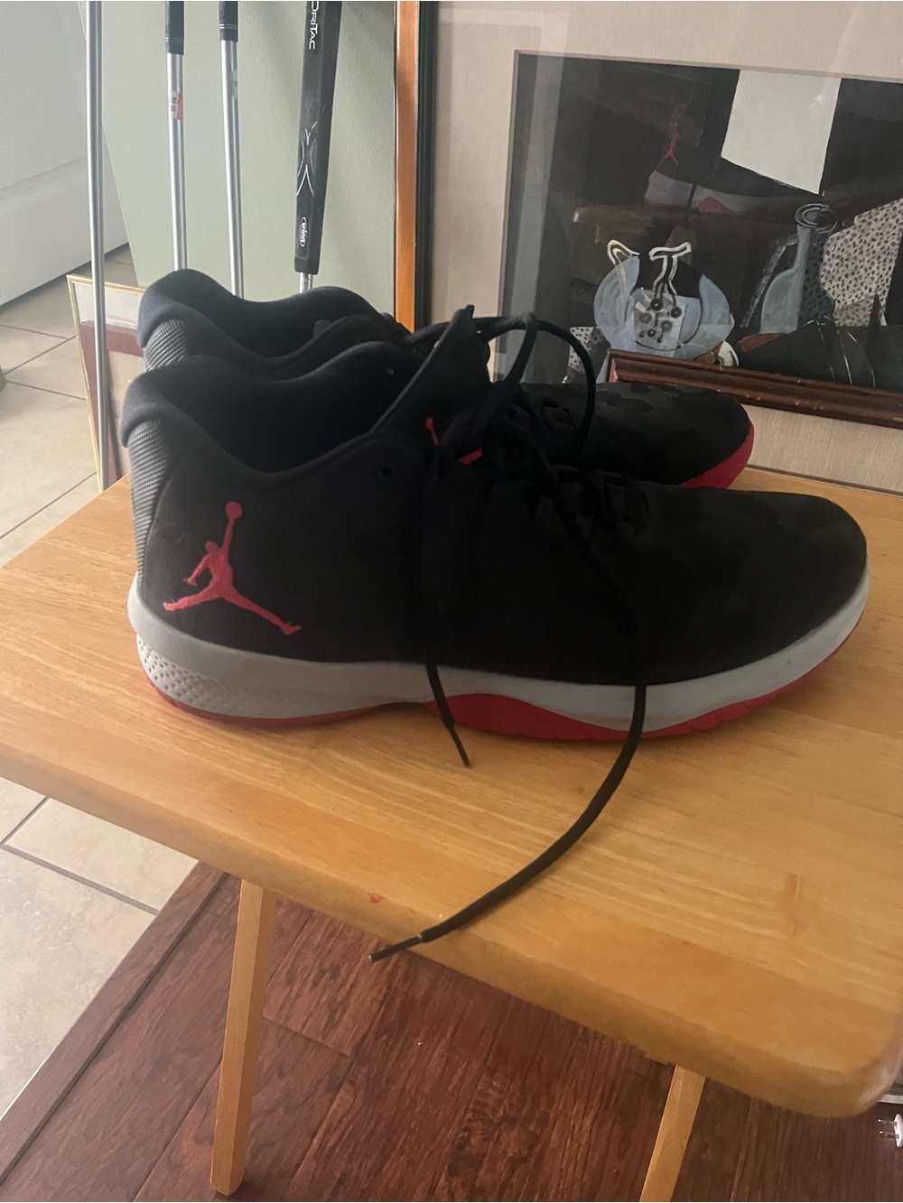Jordan Men's Black and Red Mid-Top Basketball Shoes